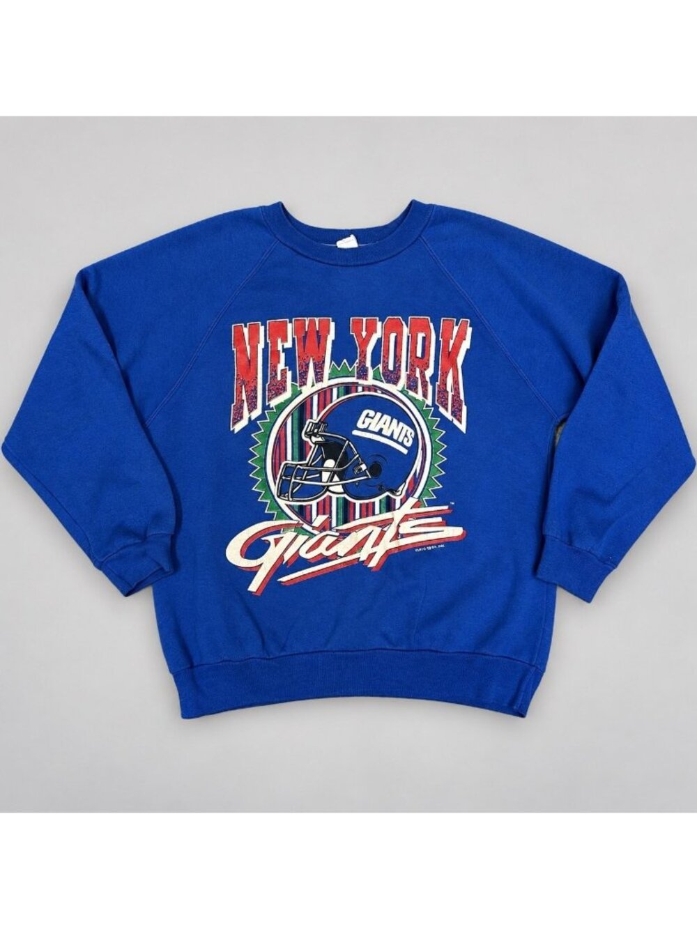 New York Giants Football Sweatshirt 1991 Mens M Blue Harley COTON Raglan Sleeve